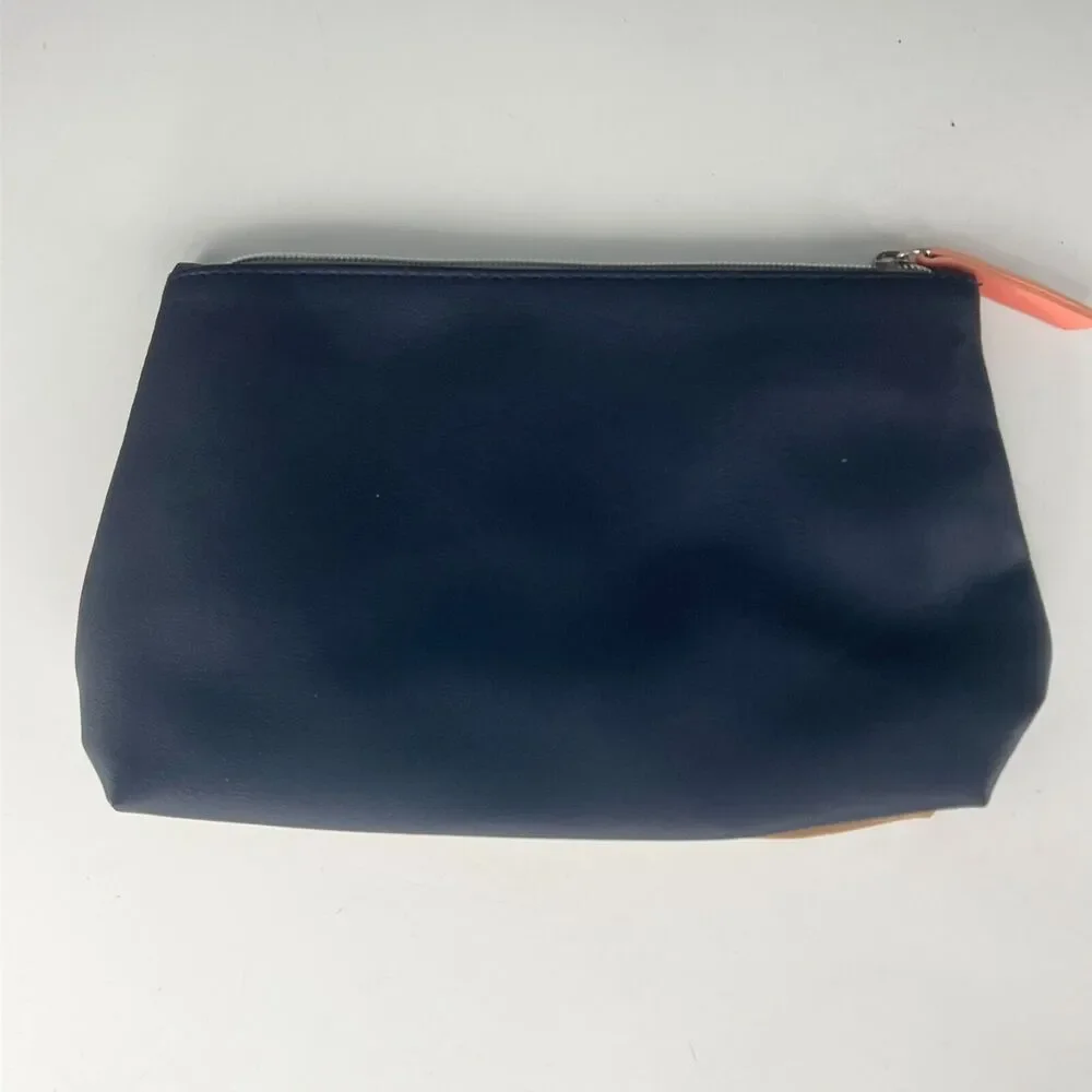 Ipsy Vegan Suede Colrobloack MakeUp Toiletry Travel Bag Brown Coral Navy New